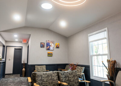 Stanek Dental Waiting Area with beautiful chandelier